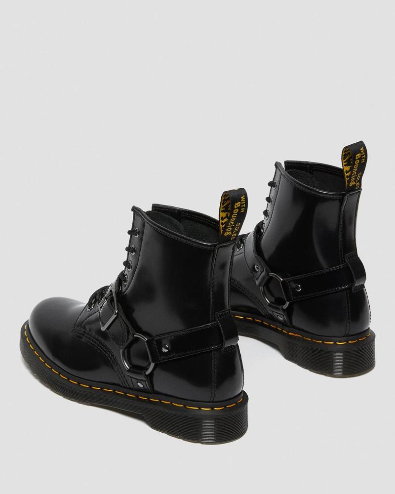 Dr Martens 1460 Harness Lær Snørestøvletter Dame Svarte | Norge 608EBC